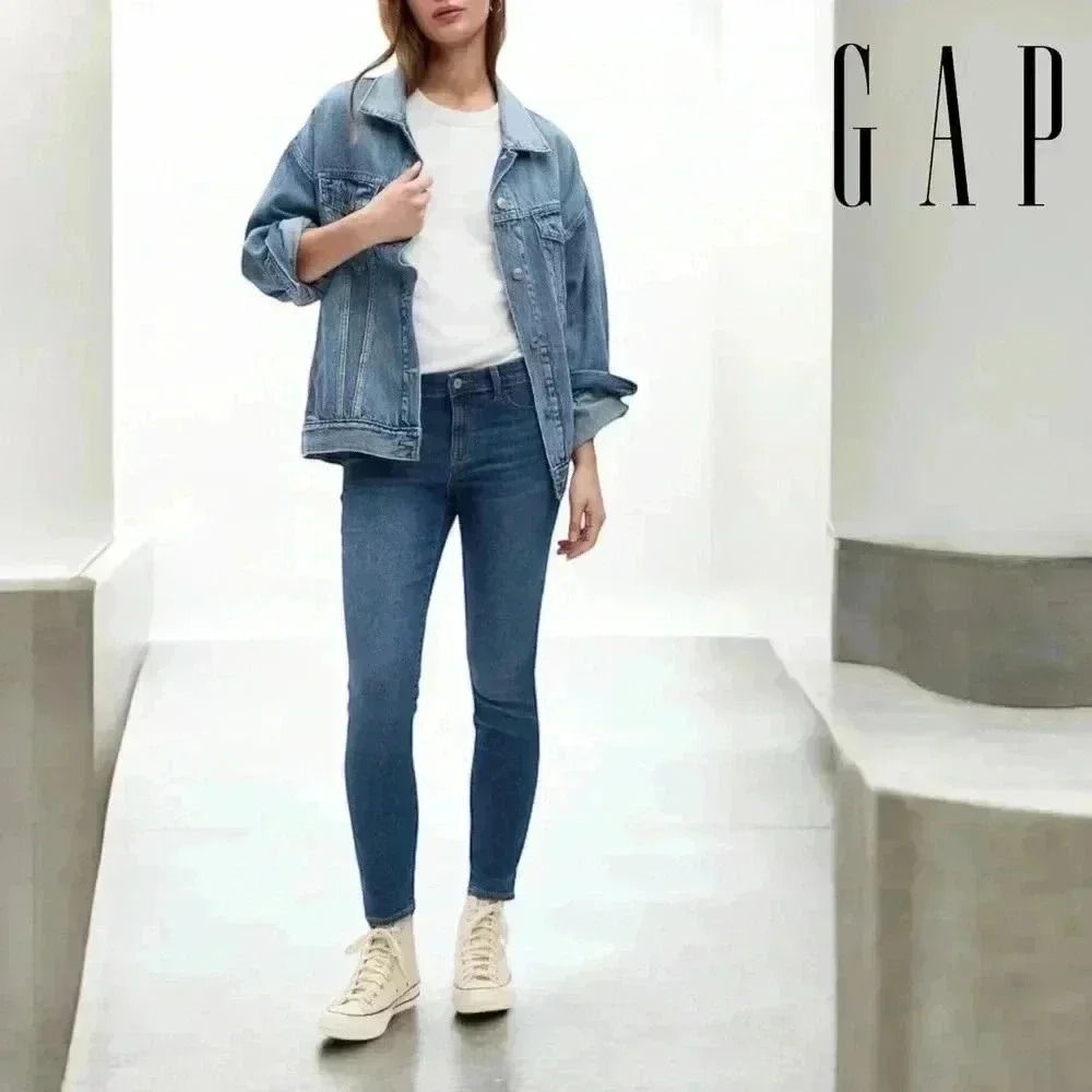 NWOT, GAP, Mid Rise Favorite Ankle Jeggings, Size 30, Dark Indigo Blue